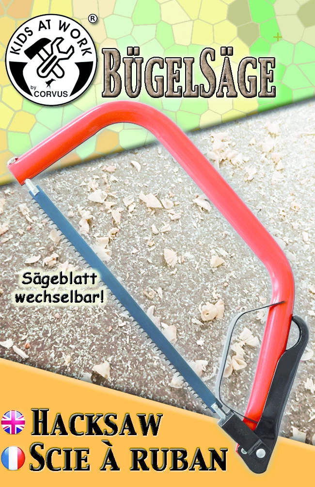 Kids At Work Kindergereedschap Metalen Beugelzaag Met Verwisselbaar Zaagblad - Afbeelding 4