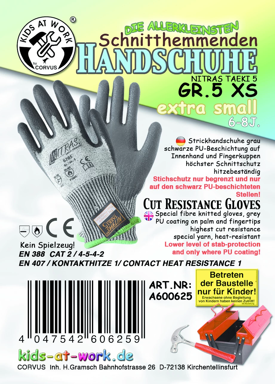 Kids At Work Kindergereedschap Snijhandschoen Klein XS5 - Afbeelding 2