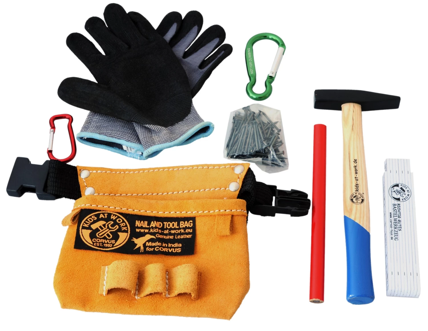 Kids At Work Kindergereedschap Gereedschapsgordel Mini 02 Met Werkhandschoenen - Afbeelding 2