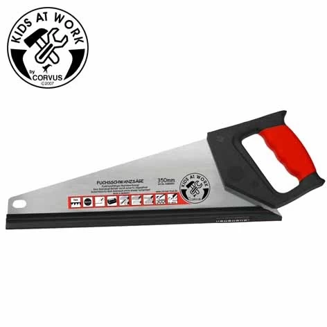 Kids At Work Kindergereedschap Stoere Handzaag Voor Kinderen Met Zwart Rood Handvat - Afbeelding 2