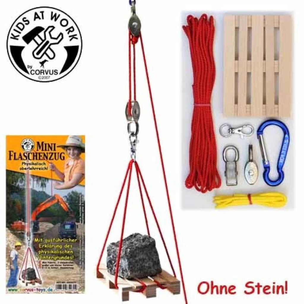 Kids At Work Kindergereedschap Mini-takel Met Katrollen Om Onhoog Te Hijsen Wat Jij Wilt - Afbeelding 4