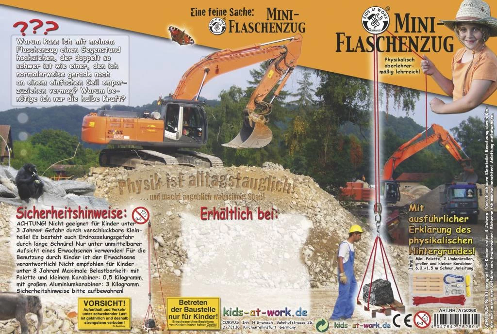 Kids At Work Kindergereedschap Mini-takel Met Katrollen Om Onhoog Te Hijsen Wat Jij Wilt - Afbeelding 5