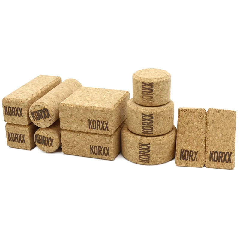 KORXX Kurk Blokken Form S - 28 Bouwstenen Met Katoenen Zak