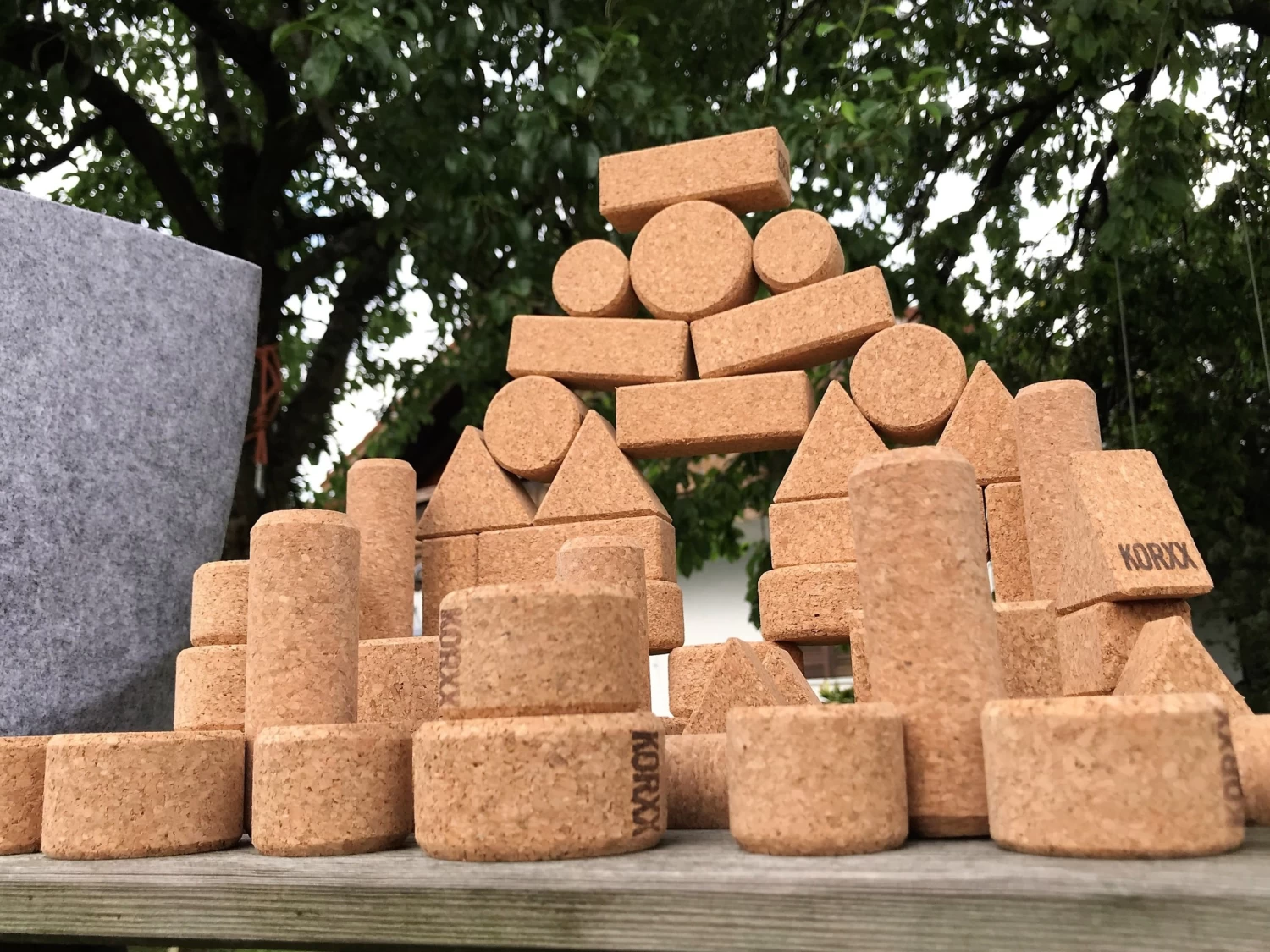 KORXX Kurk Blokken Form S - 28 Bouwstenen Met Katoenen Zak - Afbeelding 2