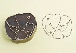 Blockwallah Blokstempel Elephant Family - Familie Olifant