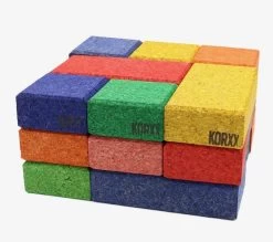 KORXX Kurk Blokken Cuboid C Mix - 19 Gekleurde Kurk Bouwblokken