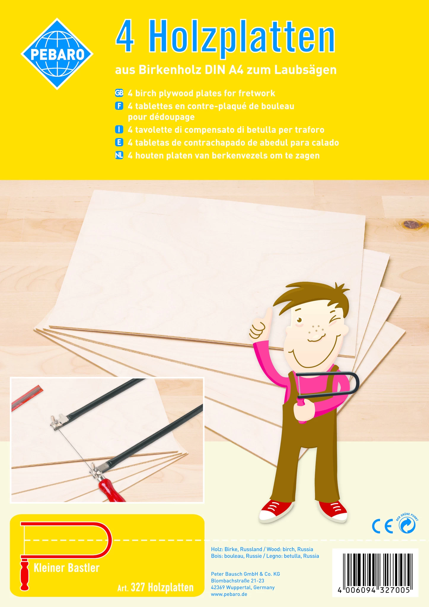 Pebaro 4 Berken Multiplex Platen A4 Formaat Voor De Figuurzaag - Afbeelding 2