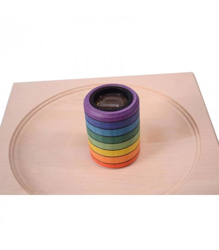 Mader Houten Tollen Facetoog, Handgeverfd In Regenboogkleuren - Afbeelding 3