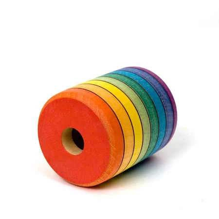 Mader Houten Tollen Facetoog, Handgeverfd In Regenboogkleuren - Afbeelding 6