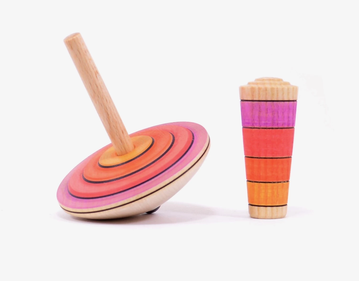 Mader Houten Tollen Tol, My First Top Trektol Met Starter - Afbeelding 2