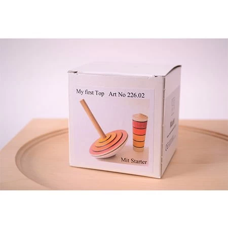 Mader Houten Tollen Tol, My First Top Trektol Met Starter - Afbeelding 4