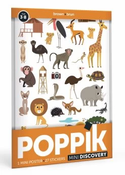 Poppik Poppik Stickerposter Mini Bruin - Thema Savanne